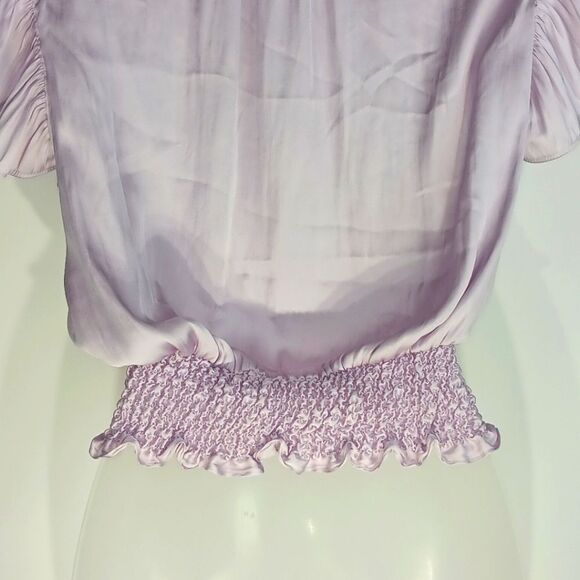 SINCERELY JULES Women’s Lavender Ruffle Smocked Hem Blouse Medium Romantic Boho - Picture 7 of 9
